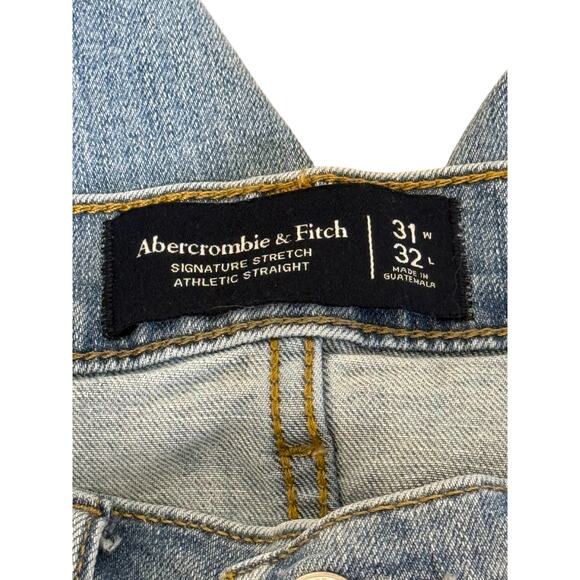 Abercrombie & Fitch‎ Jeans Men 31 Blue Straight Leg Denim Preppy Distressed - Picture 5 of 7